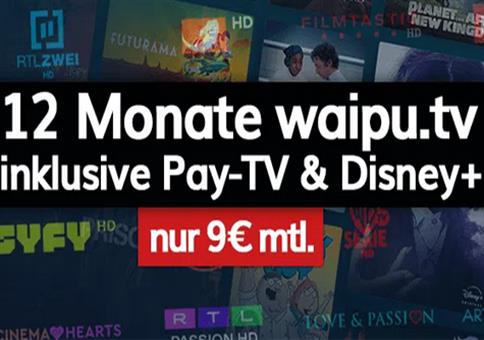 HAMMER! Nur 9€ mtl. 📺 waipu.tv Perfect Plus inkl. Disney+