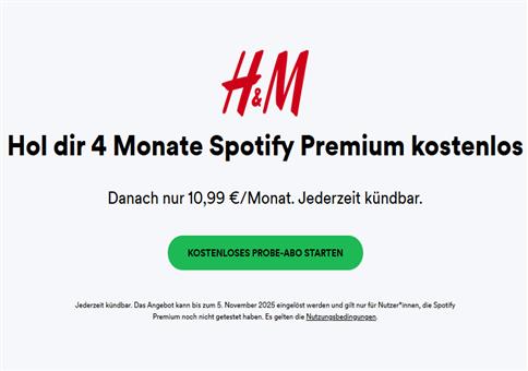 4 Monate Spotify Premium Angebot komplett kostenlos testen 