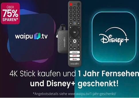 🔥 12 Monate waipu.tv inkl. 4K Stick + Disney+ für 59,99€